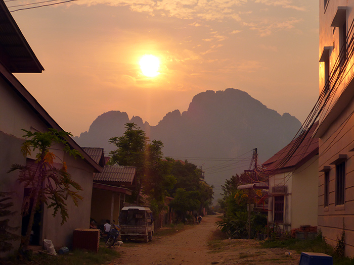 Vang Vieng Coucher de soleil, Laos